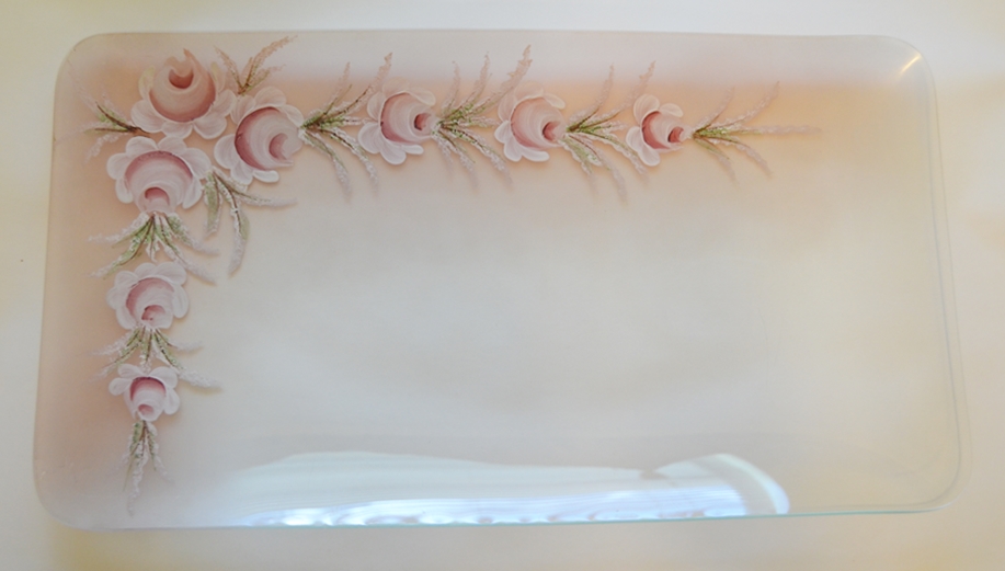 VINTAGE HAND PAINTED GLASS PLATTER